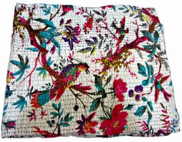 Exclusive Indian Kantha Bird Paradise Quilts