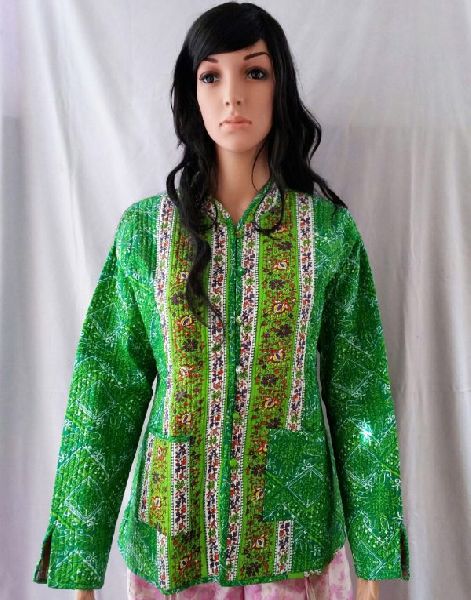 Green Winter Kantha Jacket