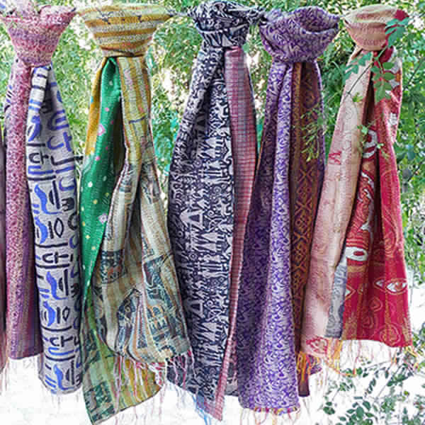 Kantha Work Silk Stole, Length : 72 Inches