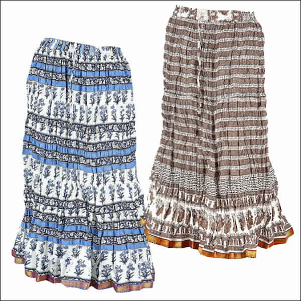 Long Cotton Skirt, Color : Multi-Color