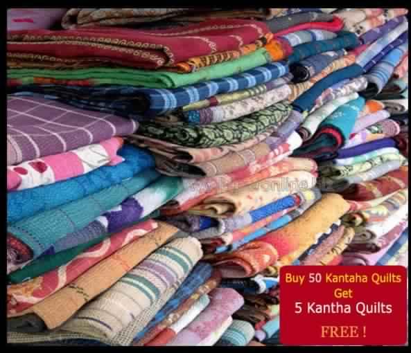 Old Vintage Kantha Quilt, Size : 140 x200 cm approx
