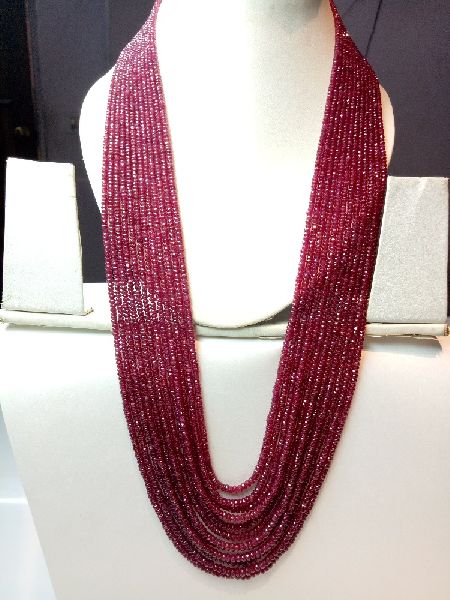 Rishab International Natural ruby necklace strands, Color : red