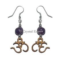 Amethyst Om Sanskrit Earring, Occasion : Anniversary, Engagement, Gift