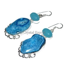 Crytalexport.com Blue Agate Slices Earring, Occasion : Anniversary, Engagement, Gift