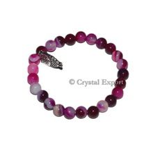 Gemstone Pink Onyx Bracelets With Owl