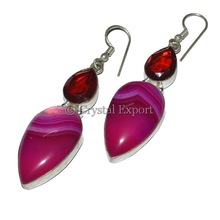 Crytalexport.com Pink Agate Drop earring
