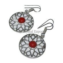 Red Coral Cabs Earring