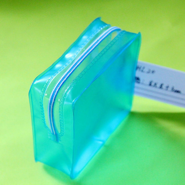 Square Sky Blue PVC Zipper Bags, for Precious Items Packing, Technics : Machine Made