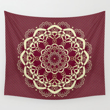GODKABIR 100% Cotton Burgundy Mandala tapestry bedsheets, Pattern : Printed