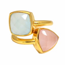 chalcedony fancy gold plated ring