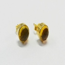 Citrine hydro quartz gold ear stud, Occasion : Anniversary, Engagement, Gift, Party, Wedding