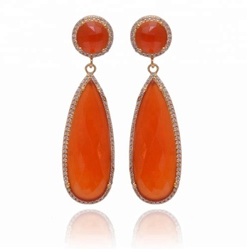 Cz gold plated long earring