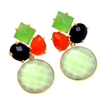 green amethyst gold plated earring