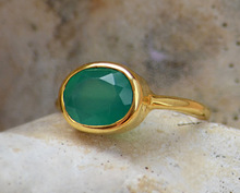 Green onyx gold plated ring, Gender : Women's