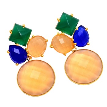 multi colour champagne gold earring