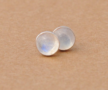 silver moonstone gold plated ear stud