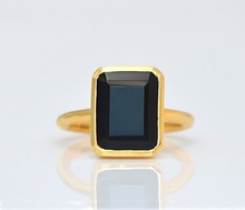 Sterling Silver Black Onyx Gold Plated ring