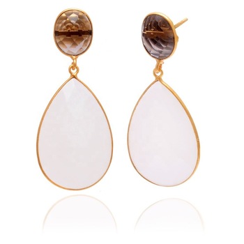 white milky gold plated dangle earring