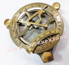 Antique Brass Sundial Compass