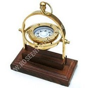 Brass Gimble Compass with Wooden Base