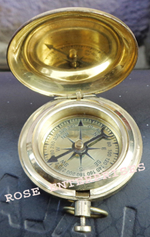 Brass Push Button Pocket Compass