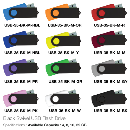 Black Swivel USB Flash Drives