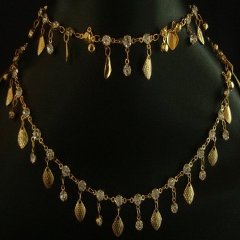 Alloy Antique gold plated anklet, Main Stone : Crystal, Rhinestone