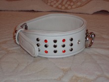 White Leather Dog Collar with Bling