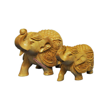 carved wooden elephants