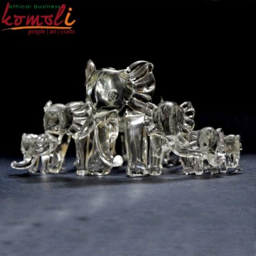 Elephants Glass Sculpture, Color : Transparent