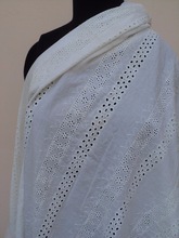 Indian embroidered eyelet cotton fabric, for Bedding, Curtain, Dress, Garment, Home Textile, Interlining