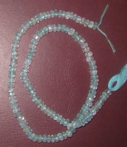 Aquamarine Faceted Rhondelle Gem Beads