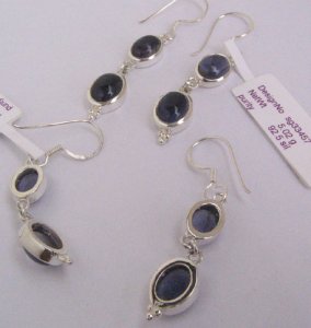 bezel setting Silver Earring