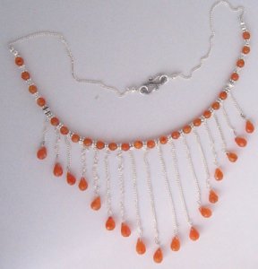 Carnelian necklace, Purity : 92.5 silve
