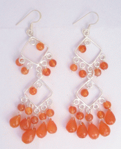 Carnelian silver earring, Purity : 92.5