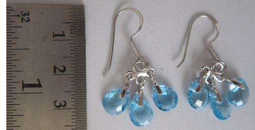 Ear Ring With Swiss Blue Topaz