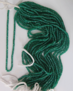 Green onyx faceted rhondelle/bati gems beads, Size : 3mm-4mm