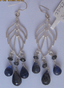 Iolite silver earring, Purity : 92.5