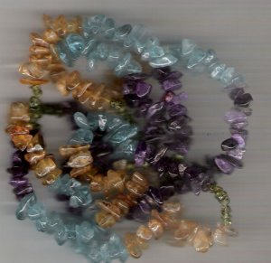 Multi stone chip gem beads, Size : 36 inch
