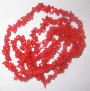 Syn.red coral chip gem beads, Size : 36 inch