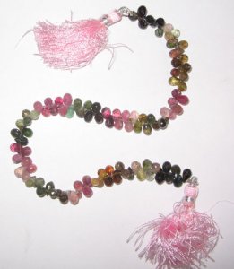 Turmaline faceted drop beads, Size : 15.00 inch