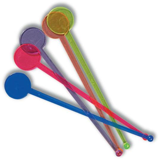 Disc Plastic Stirrers 185mm - Assorted Colours