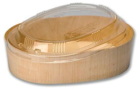 Oval Wooden Container 16oz Clear Lid