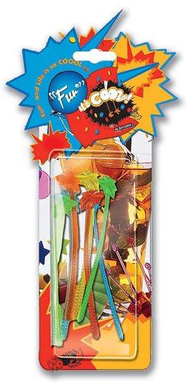 Palm-Tree Plastic Stirrers - Assorted Colours