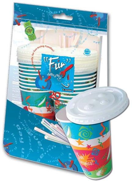 Paper Cup 12oz w/ Lid and Straw