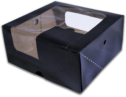 Rectangular Cardboard Black Cake Box w/ Window
