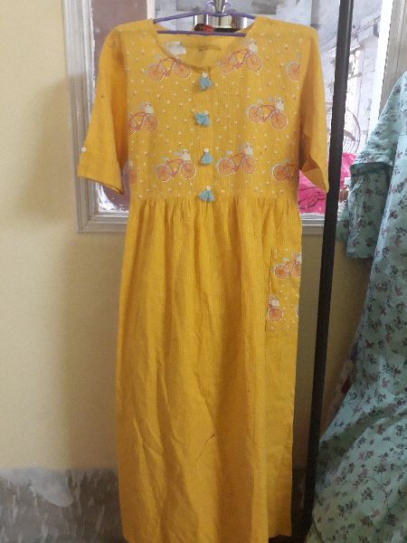 Cotton Long Kurta Dress with Pockets, Gender : Ladies, Women