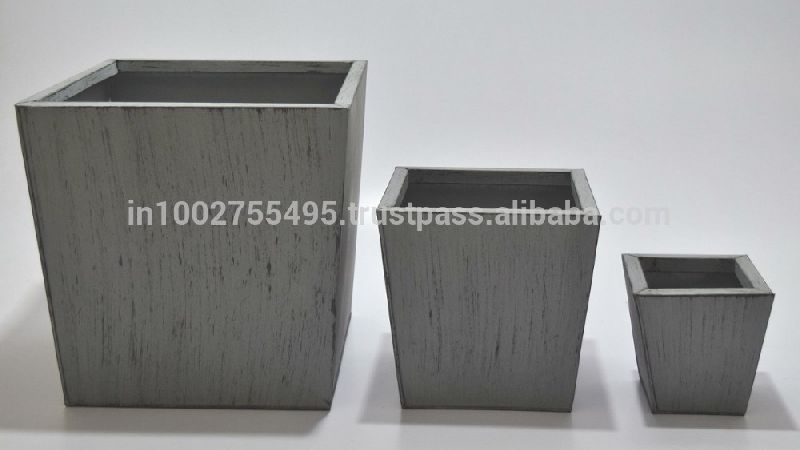 Square Metal Garden Planters in Antique Grey Finish