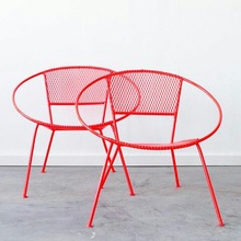 Metal Color Round Outdoor Chairs, Color : glossy red