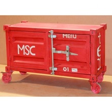 Distressed painted TV Cabinet with wheels, for Home Furniture